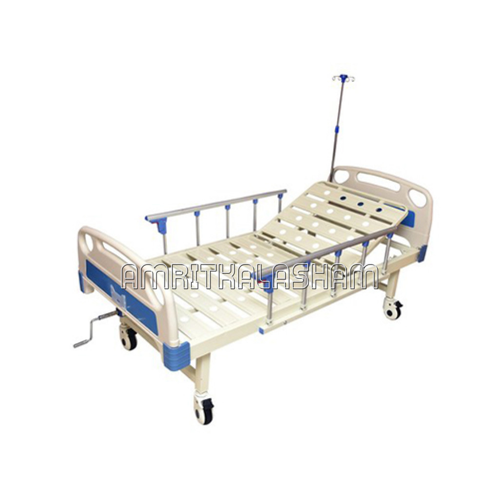 Smart Care Manual Full Semi Fowler Bed With Abs Panel ,Side Railing, Iv Stand