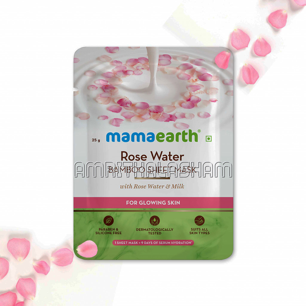 Rose Water Bamboo Sheet Mask With Rose Water And Milk For Glowing Skin   25 Gm
