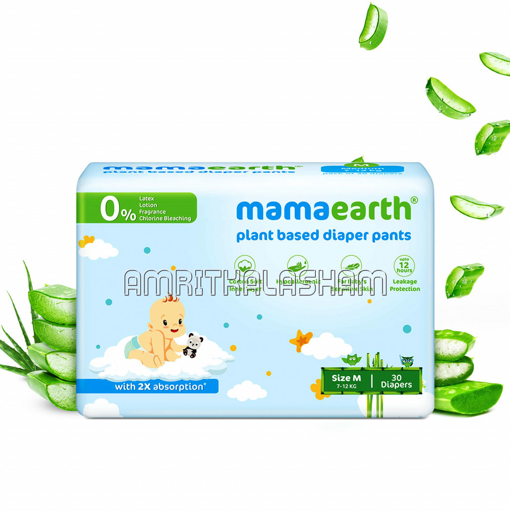 Plant Based Diaper Pants For Babies – 7 12 Kg (Size M   30 Diapers)