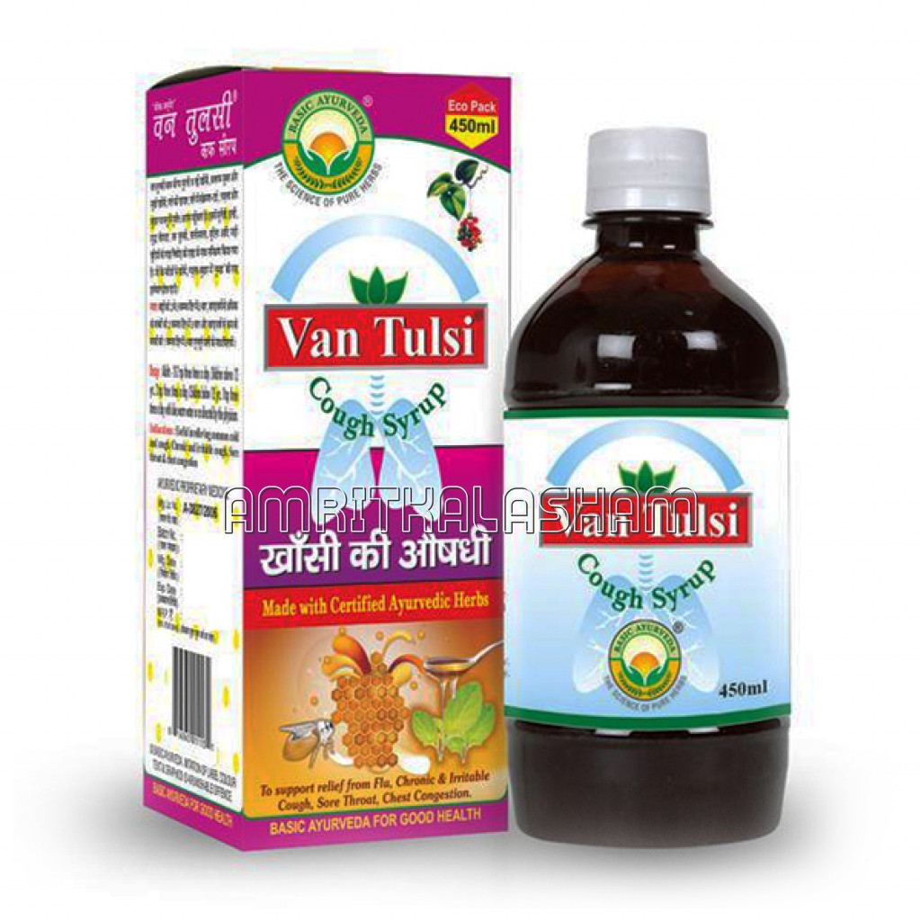 Basic Ayurveda Van Tulsi Cough Syrup 450 Ml AYURAROGYASOUKHYAM