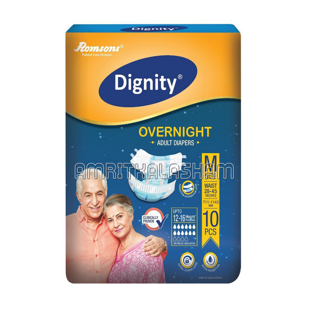Dignity Overnight Adult Diapers, Medium, Waist Size 28