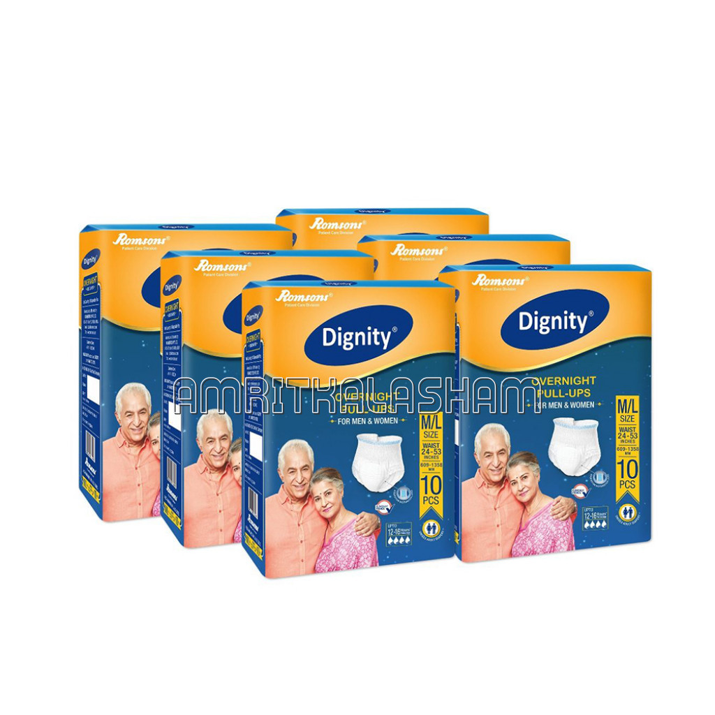 Dignity Overnight Pull Up Adult Diapers, Medium Large, Waist Size 24