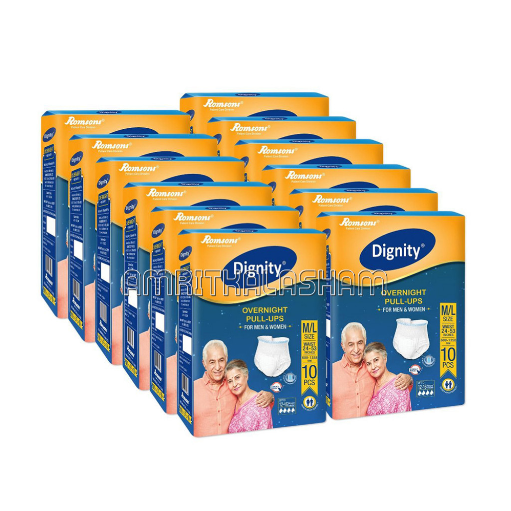 Dignity Overnight Pull Up Adult Diapers, Medium Large, Waist Size 24