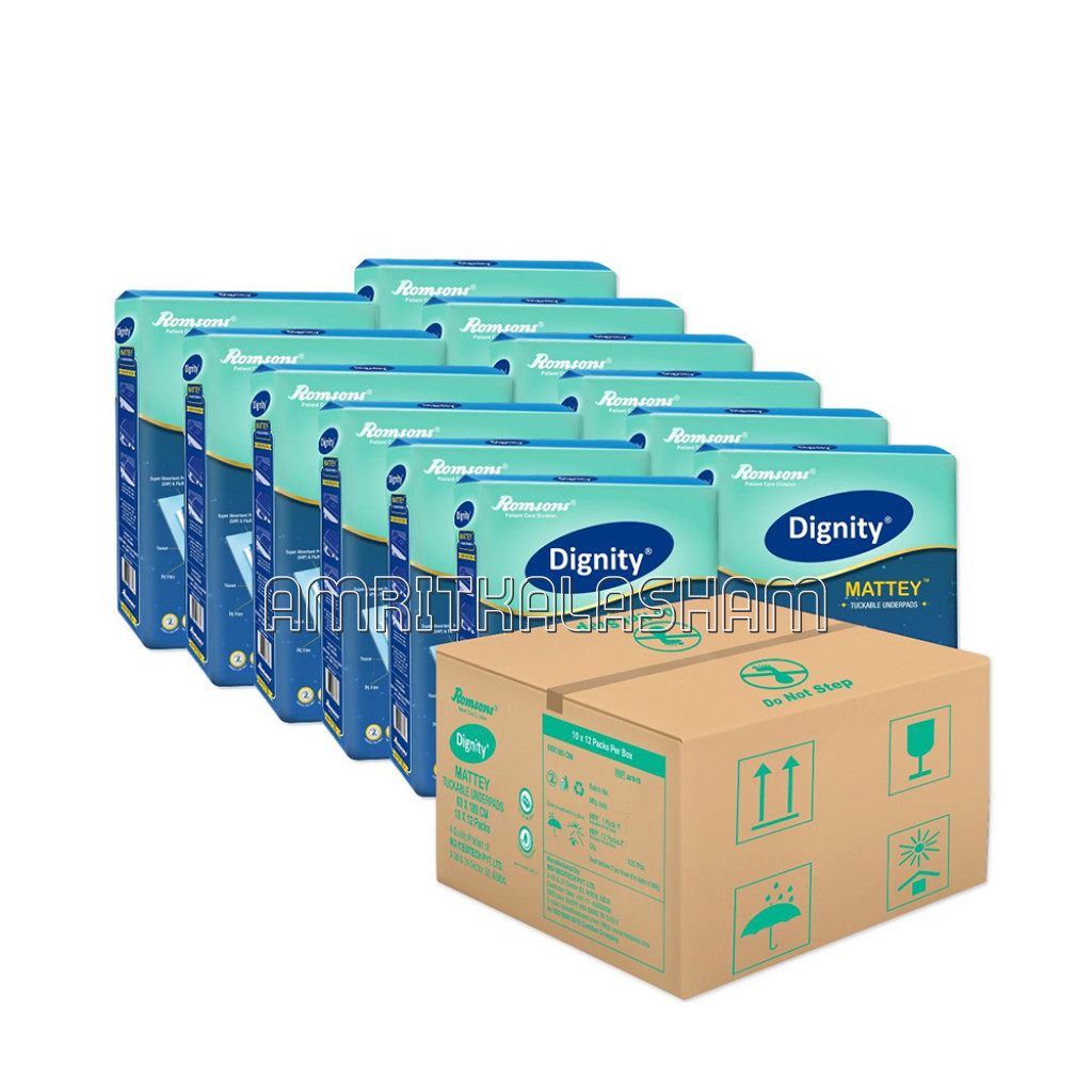 Dignity Mattey Disposable Tuckable Underpads, 60 X 180 Cm, 10 Pcs/Pack (Pack Of 12) 120 Pcs