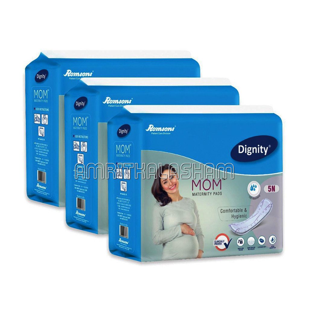 Dignity Mom Maternity Pads, Comfortable and Hygenic, Medium, 5 Pcs/Pack (Pack Of 3) 15 Pcs