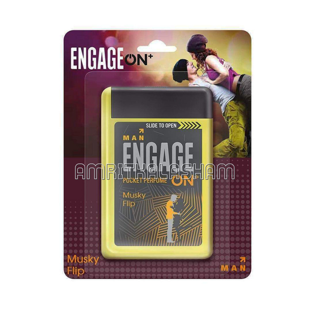 Engage On Plus Musky Flip Pocket Perfume For Men, 18 Ml, Spicy and Fruity,Skin Friendly