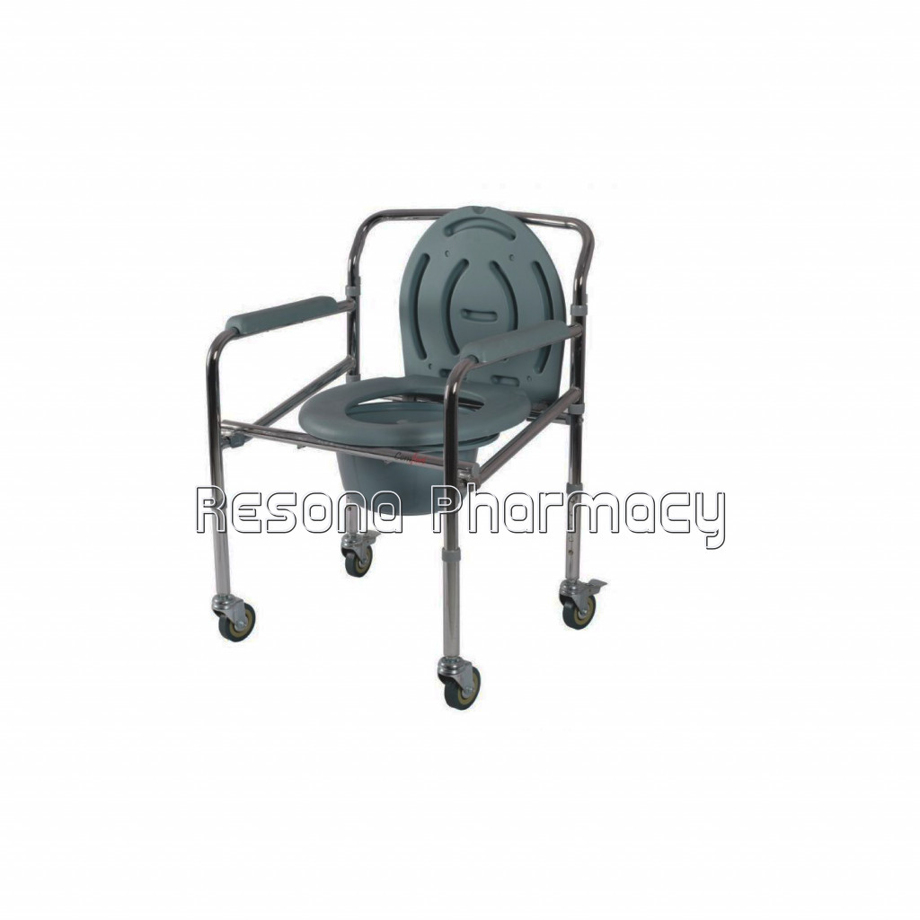 Comfort Steel Folding Commode Chair With Castors