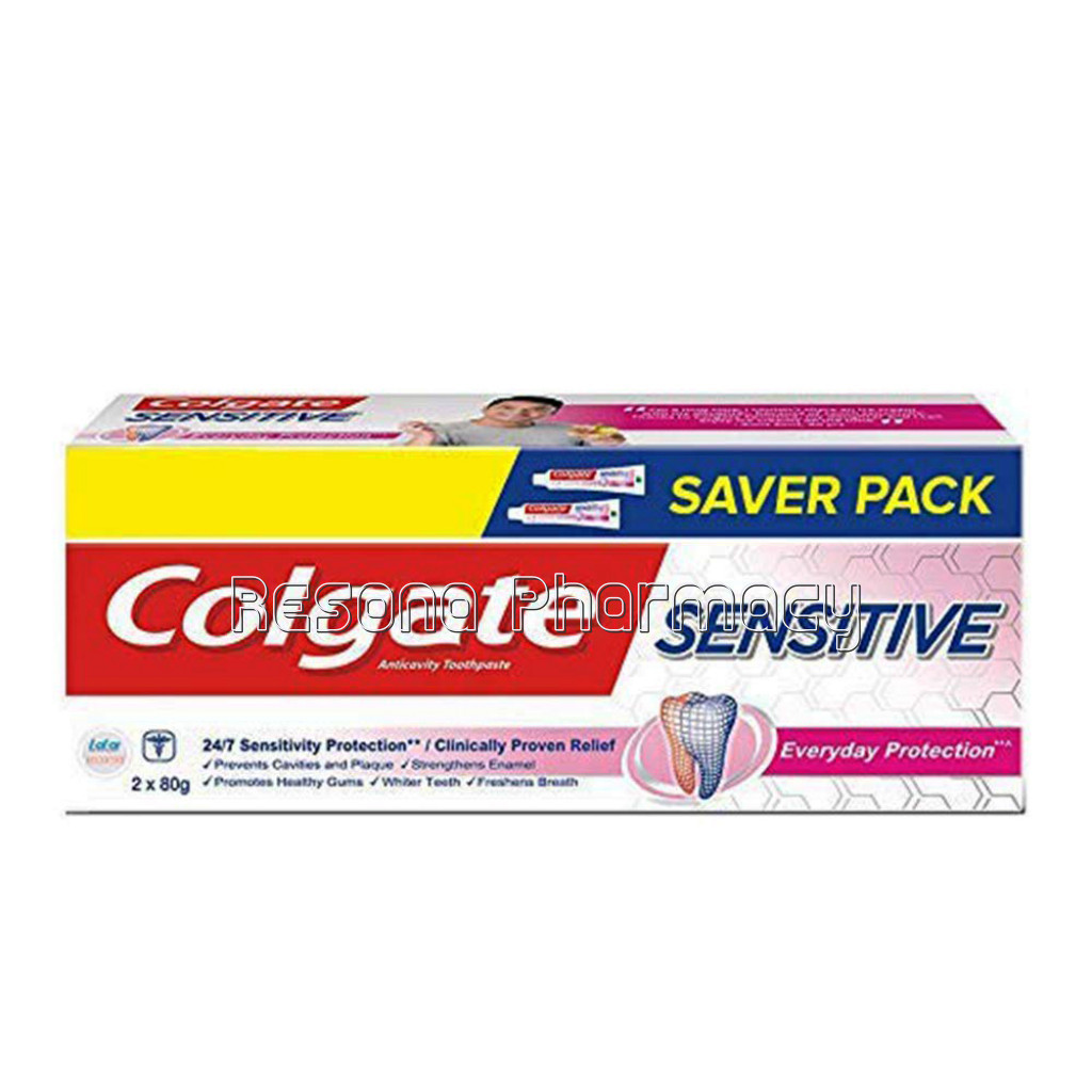 Colgate Sensitive Everyday Protection Toothpaste, For Sensitivity Relief, 160Gm, 80Gm X 2 (Twin Pack) (Pack Of 2)