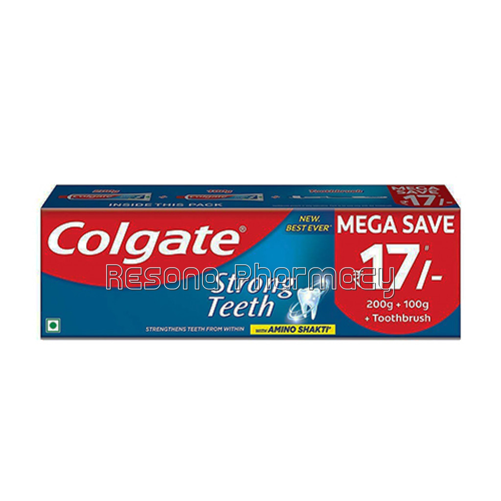 Colgate Strong Teeth Toothpaste With Amino Shakti   300Gm With Free Toothbrush, India'S No.1 Toothpaste