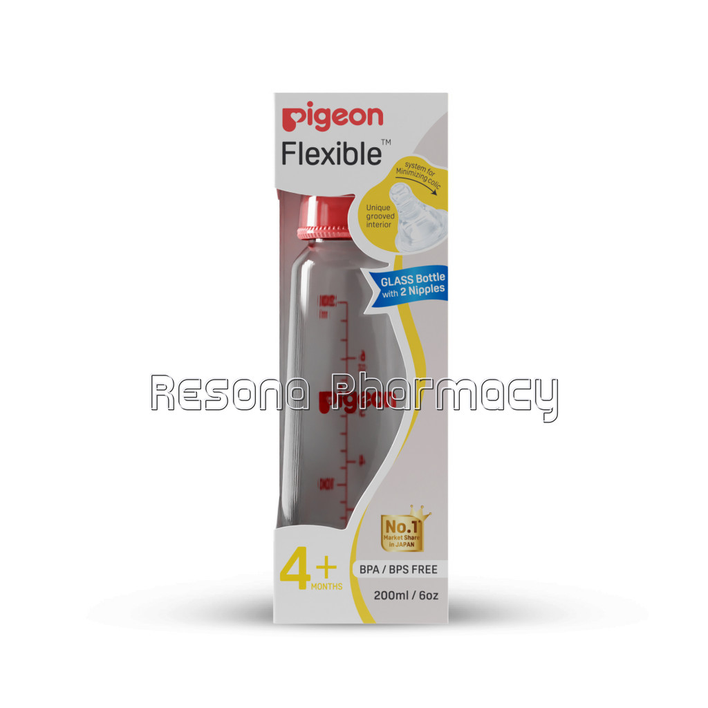 Glass Feeding Bottle 200Ml Red With Add Nipple M