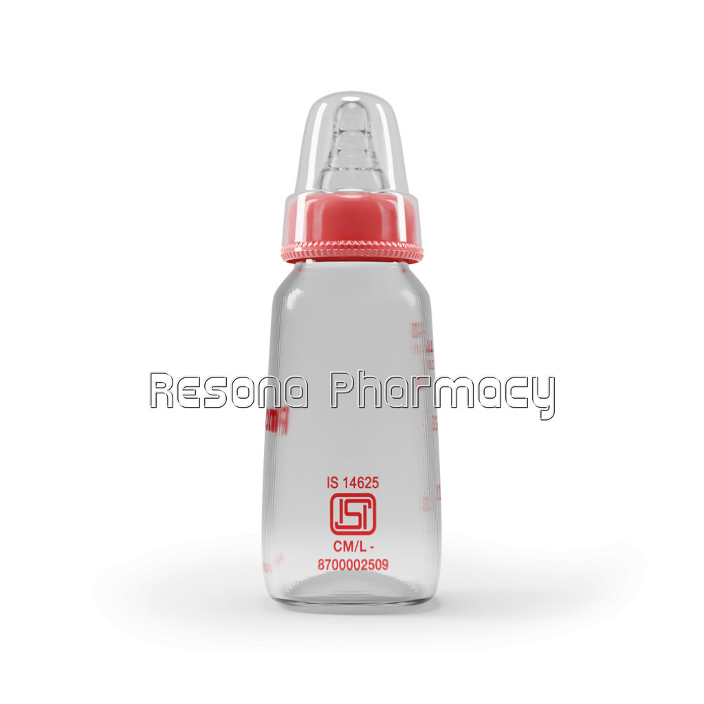 Glass Feeding Bottle 120Ml Red With Add Nipple S