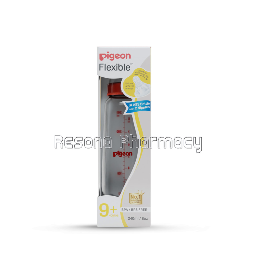 Glass Feeding Bottle 240Ml Red With Add Nipple L