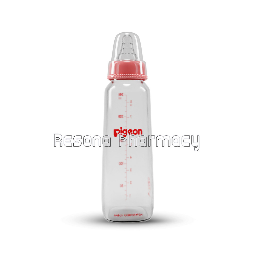Glass Feeding Bottle 240Ml Red With Add Nipple L