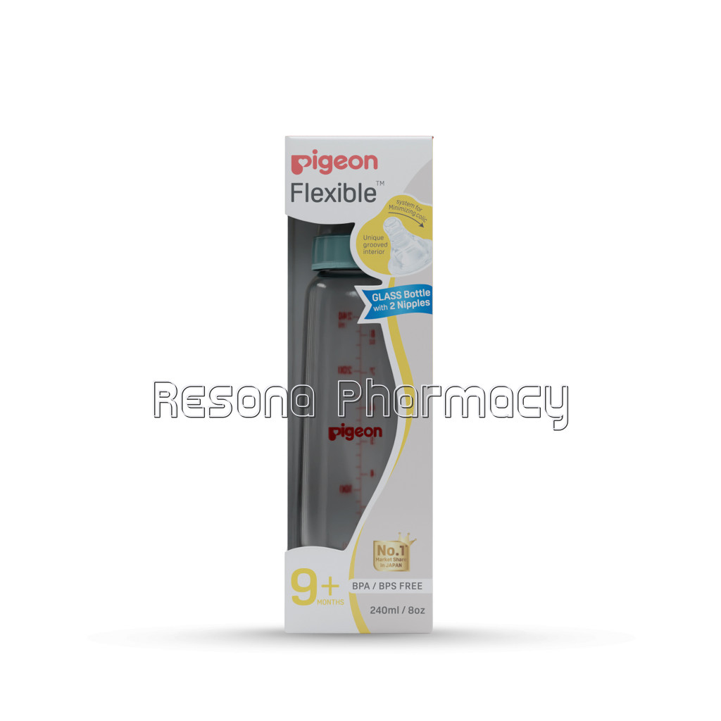 Glass Feeding Bottle 240Ml Pale Blue With Add Nipple L