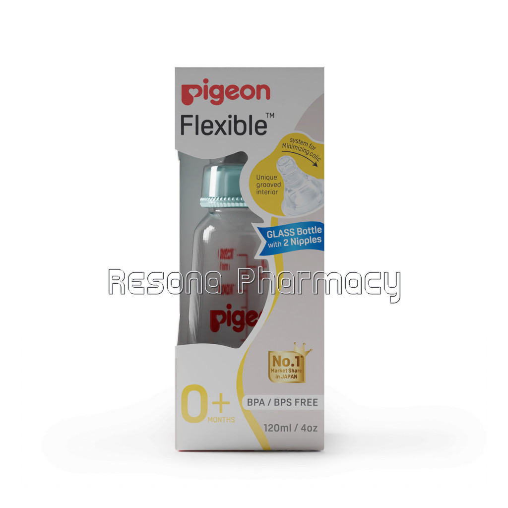 Glass Feeding Bottle 120Ml Pale Blue With Add Nipple S