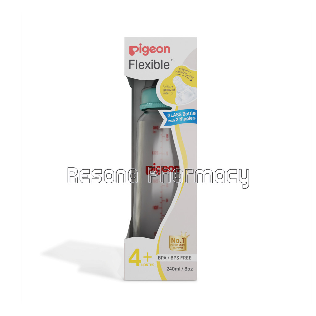 Glass Feeding Bottle 240Ml Pale Blue With Add Nipple M