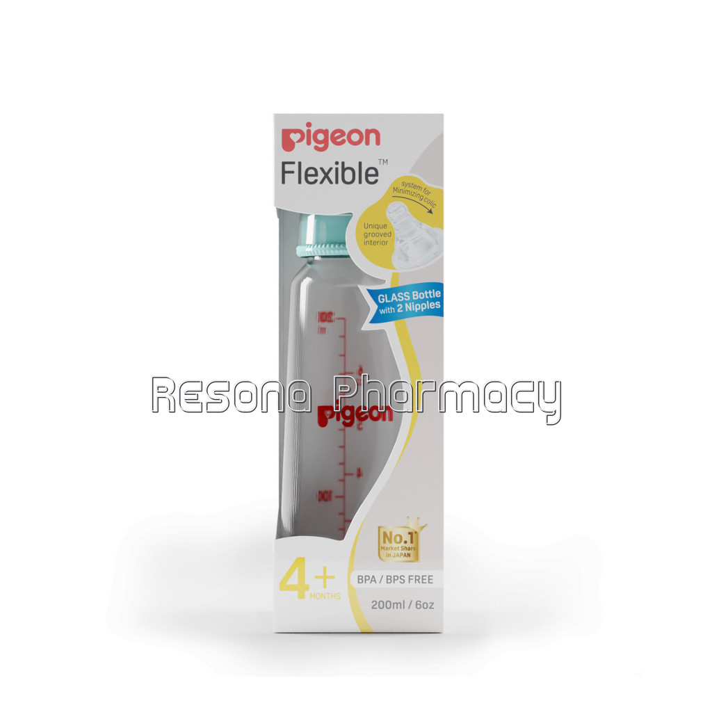 Glass Feeding Bottle 200Ml Pale Blue With Add Nipple M