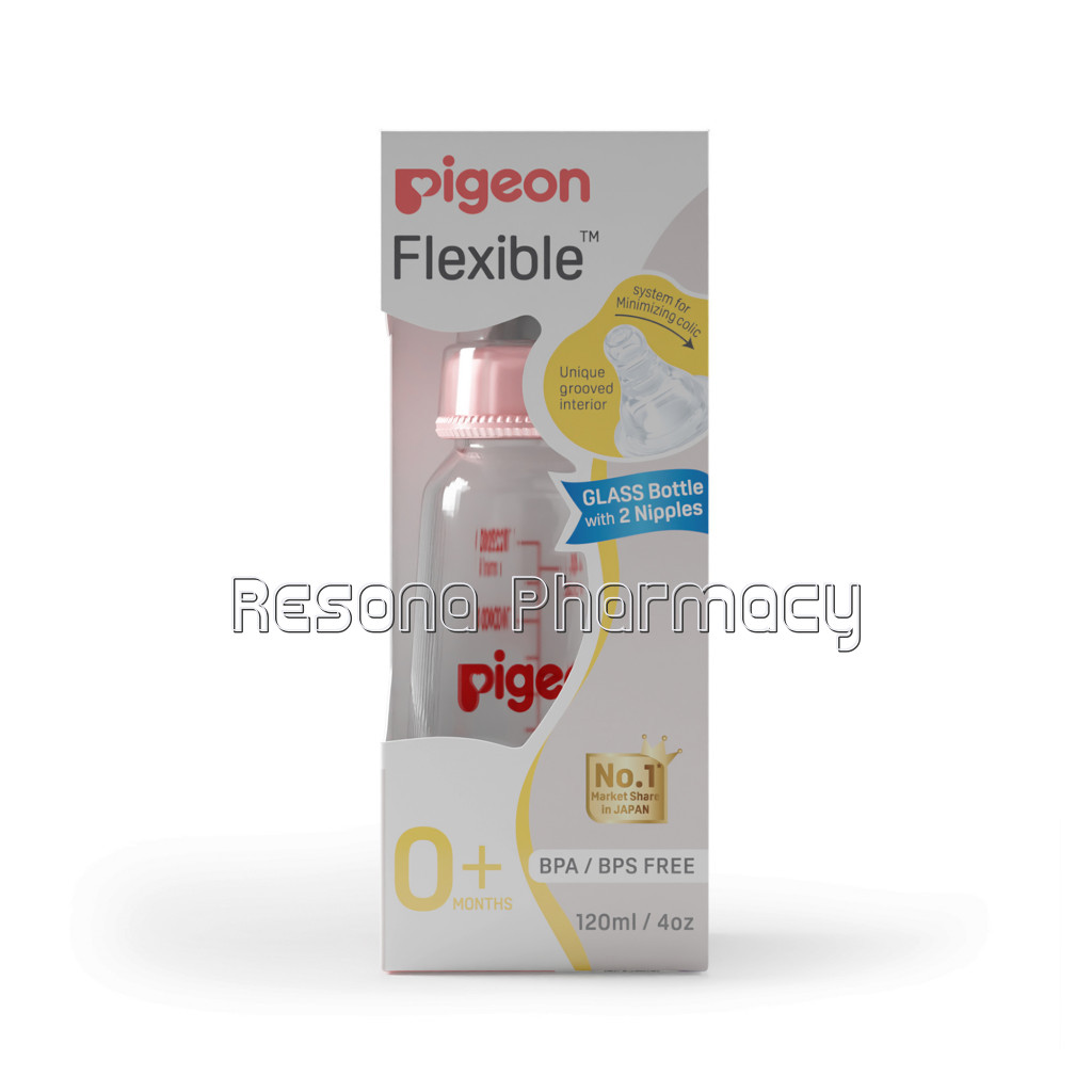 Glass Feeding Bottle 120Ml Pink With Add Nipple S
