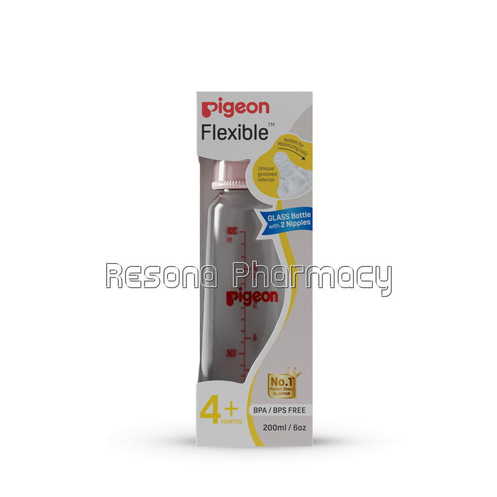 Glass Feeding Bottle 200Ml Pink With Add Nipple M