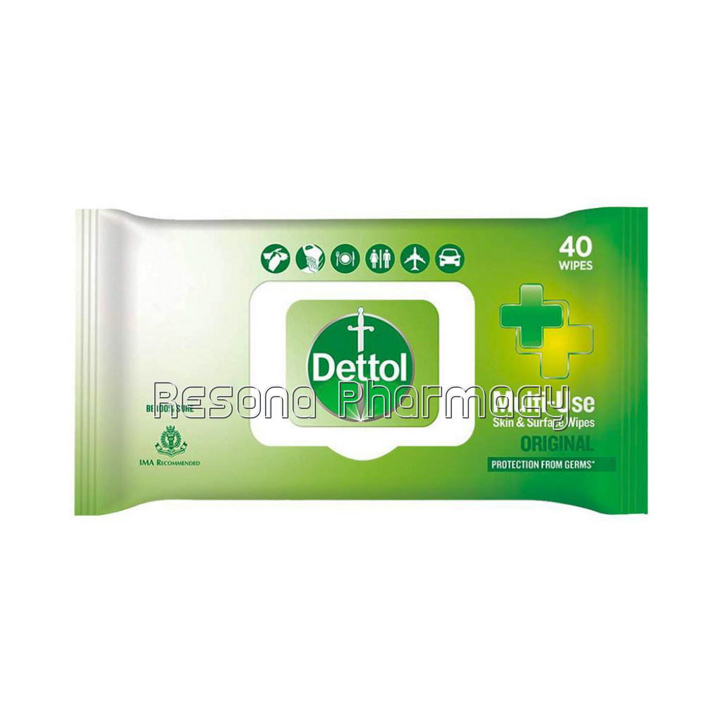 Dettol Disinfectant Skin and Surface Sanitizing Wipes, Original – 40 Count