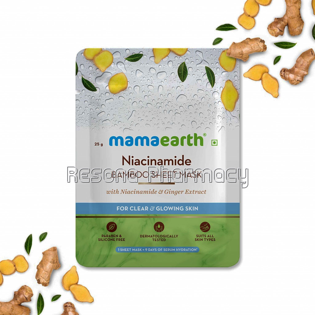 Niacinamide Bamboo Sheet Mask With Niacinamide And Ginger Extract For Clear And Glowing Skin   25 Gm