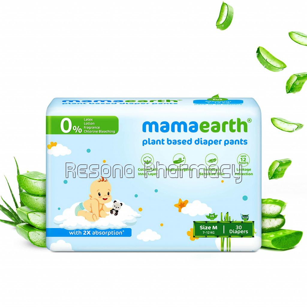 Plant Based Diaper Pants For Babies – 7 12 Kg (Size M   30 Diapers)