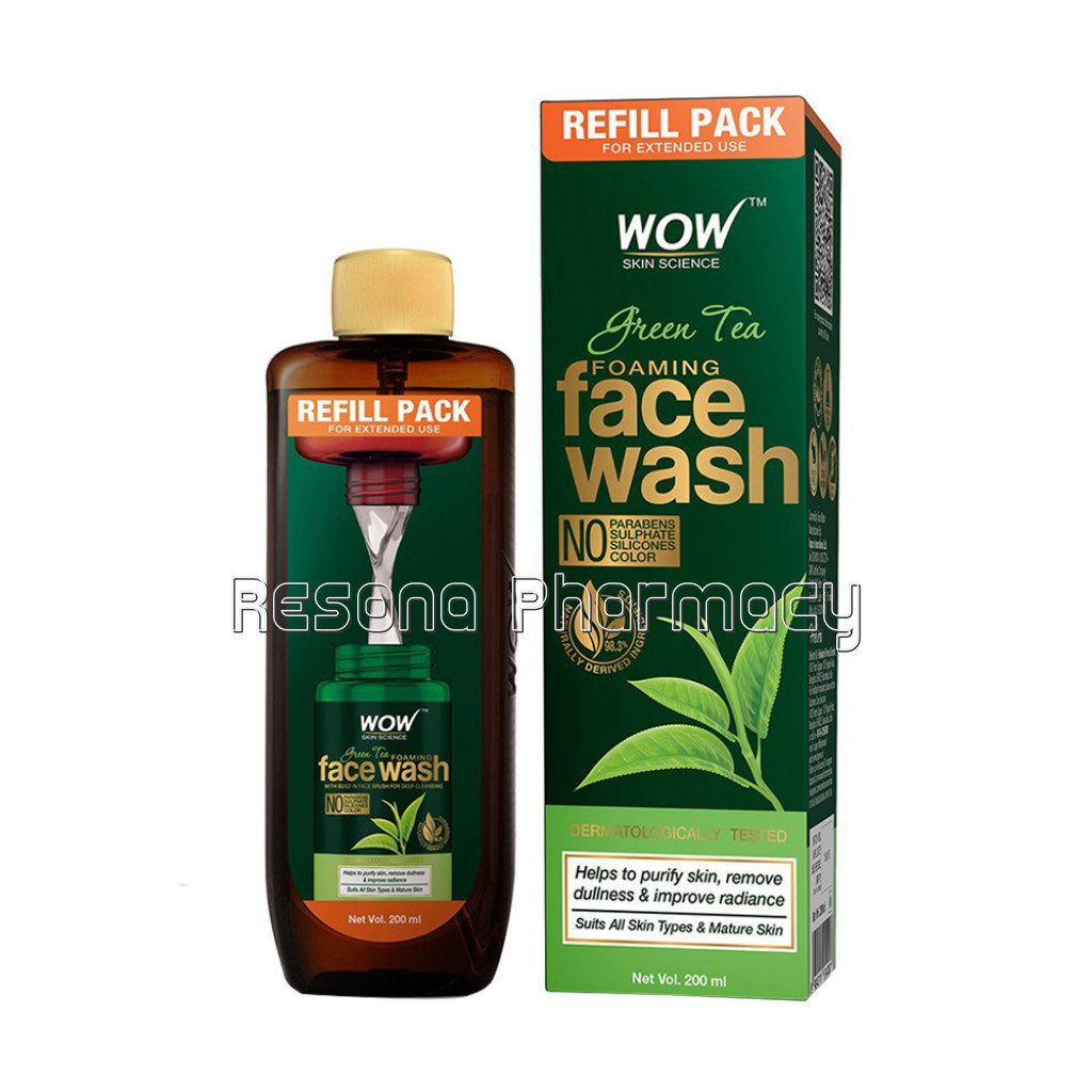 Green Tea Foaming Face Wash Refill Pack   With Green Tea and Aloe Vera Extract   For Purifying Skin  For Extended Use   No Parabens, Sulphate, Silicones and Color   200 Ml