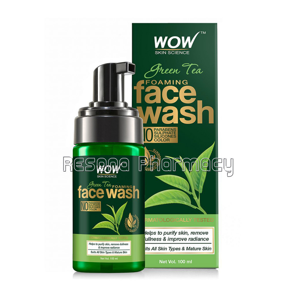 Green Tea Foaming Face Wash   With Green Tea and Aloe Vera Extract   For Purifying Skin, Improving Radiance   No Parabens, Sulphate, Silicones and Color   100 Ml