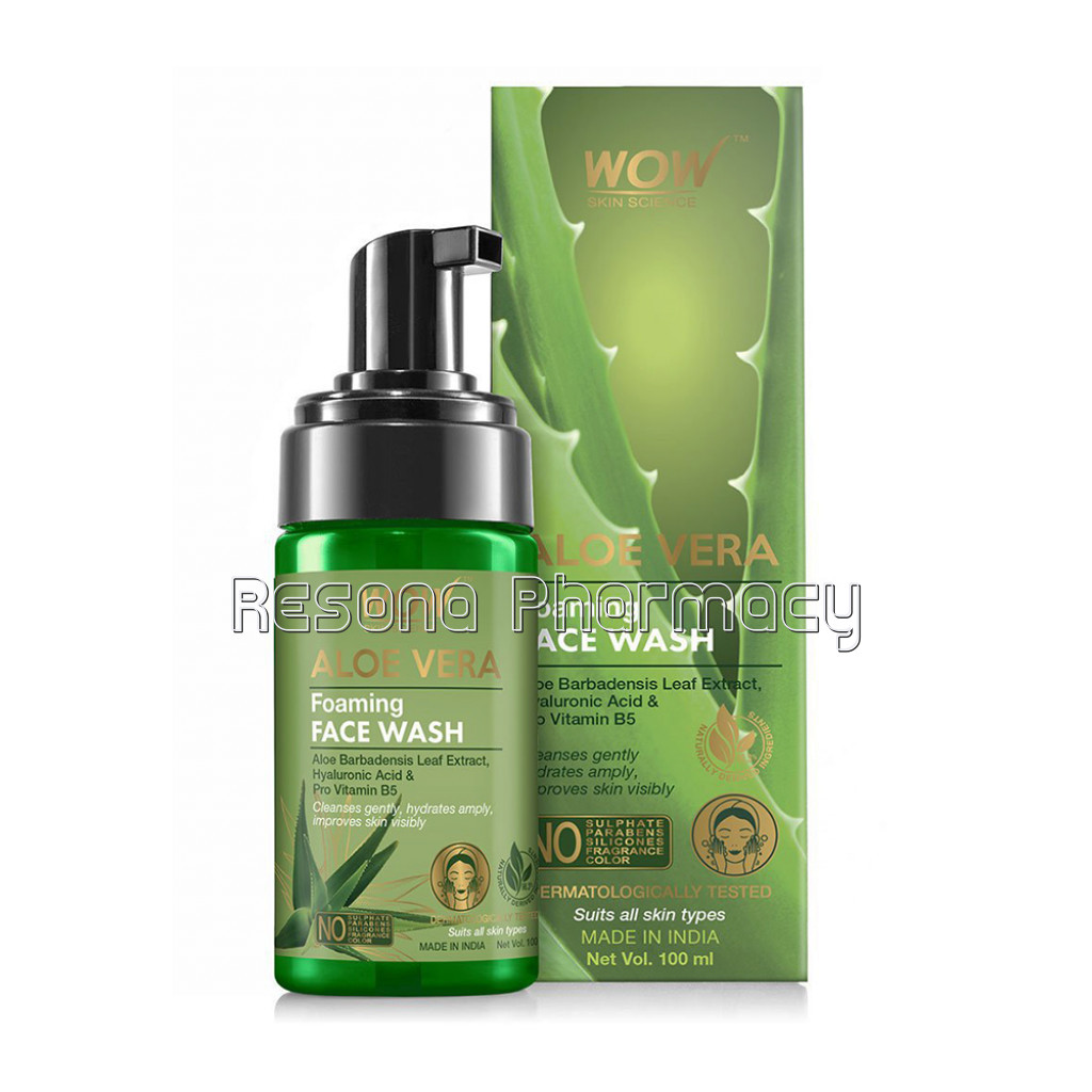 Aloe Vera Foaming Face Wash   With Aloe Vera Extract and Vitamin B5   For Cleansing and Hydrating Skin   No Sulphate, Parabens, Silicones, Fragrance and Color   100 Ml