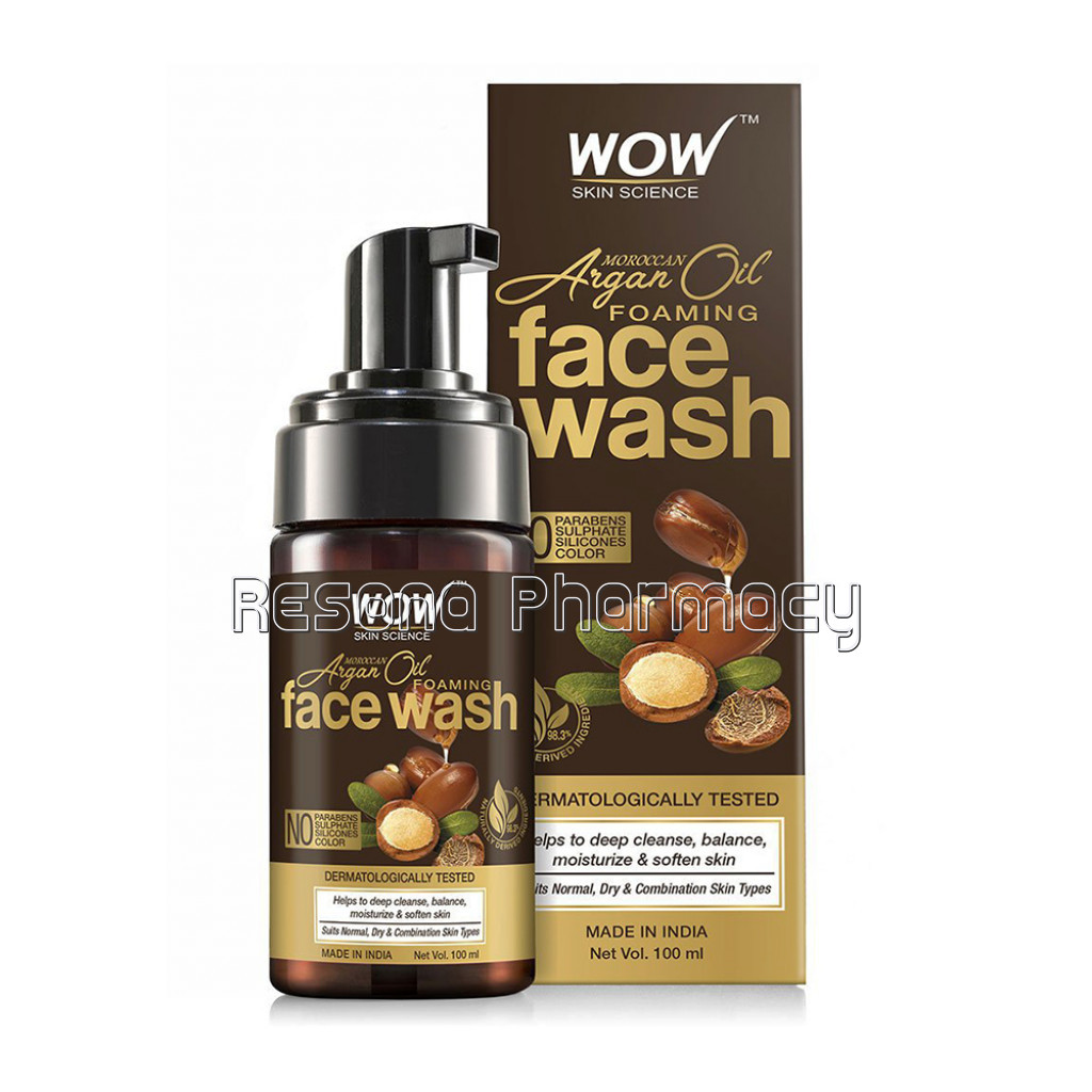 Moroccan Argan Oil Foaming Face Wash   Contains Argan Oil and Aloe Extracts   For Dry To Normal Skin   No Parabens, Sulphate, Silicones and Synthetic Color   100 Ml