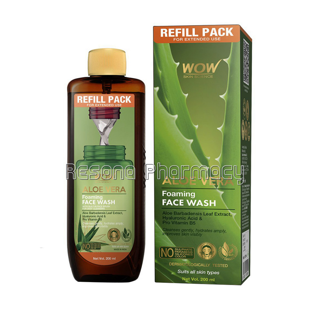 Aloe Vera Foaming Face Wash Refill Pack   For Cleansing and Hydrating   For Extended Use   No Parabens, Sulphate, Silicones and Color   200 Ml