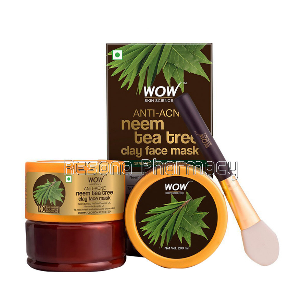 Anti Acne Neem and Tea Tree Clay Face Mask For Refreshing and Refining Acne Prone Skin   For All Skin Types   No Parabens, Sulphate and Mineral Oil   200 Ml