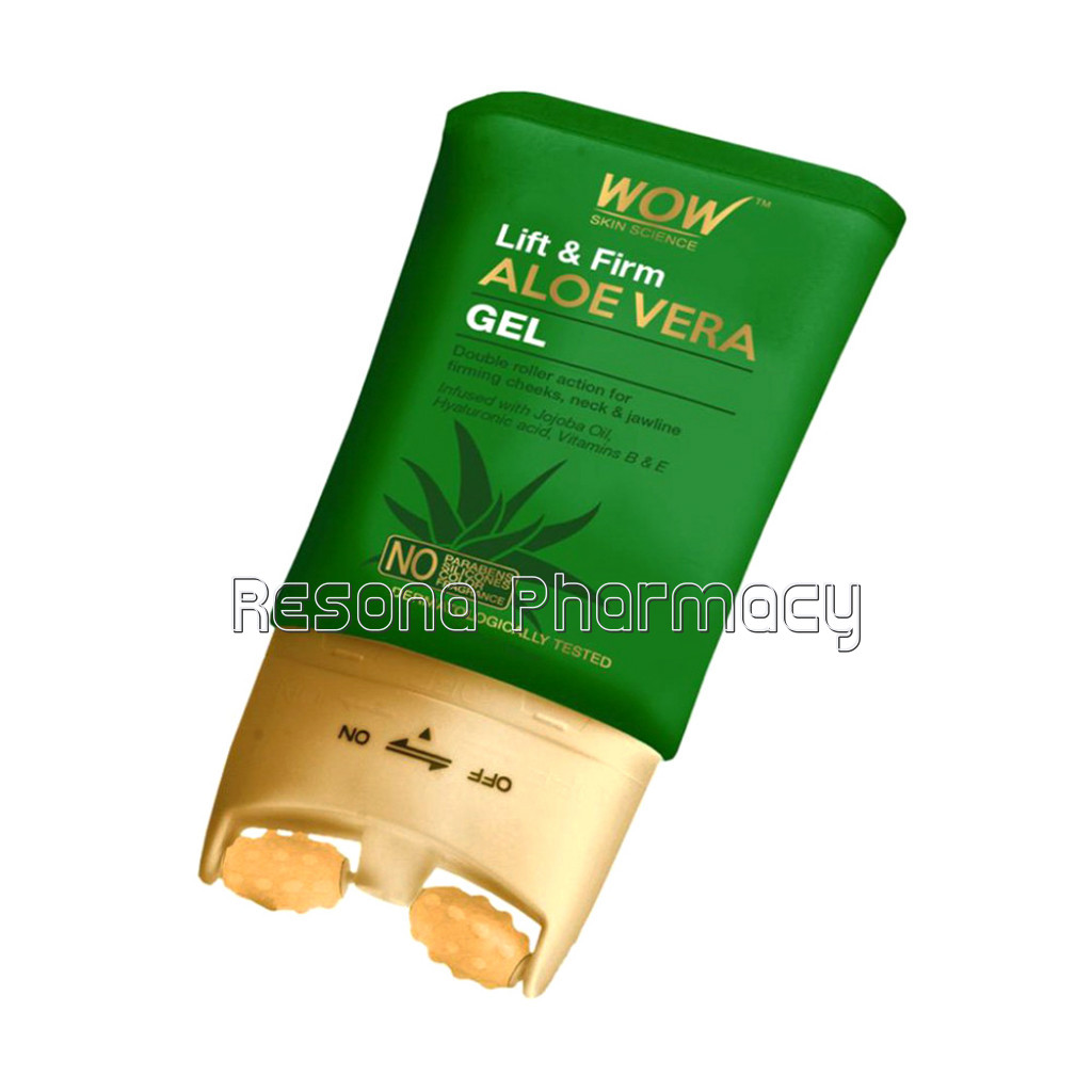 Lift and Firm Aloe Vera Gel Infused With Hyaluronic Acid, Vitamin B and E,With Double Roller Massager For Firming Cheeks, Neck and Jawline   No Parabens, Silicones, Color and Fragrance   120 Ml