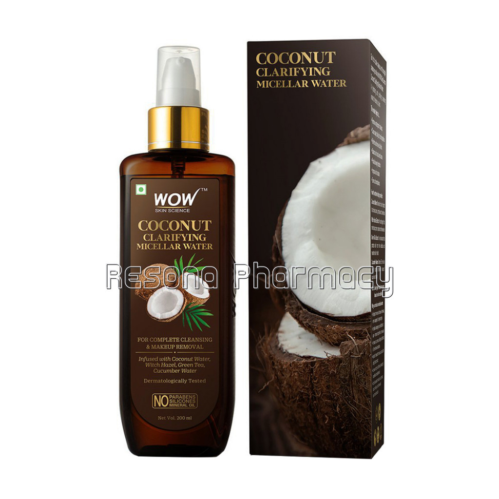 Coconut Clarifying Micellar Water For Complete Cleansing and Makeup Removal   For All Skin Types   No Parabens, Silicones and Mineral Oil   200 Ml