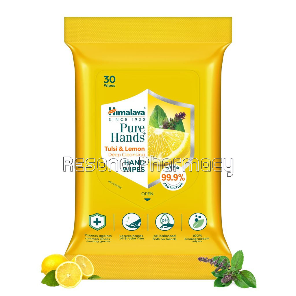Himalaya Pure Hands Tulsi and Lemon Deep Cleansing Hand Wipes 30'S