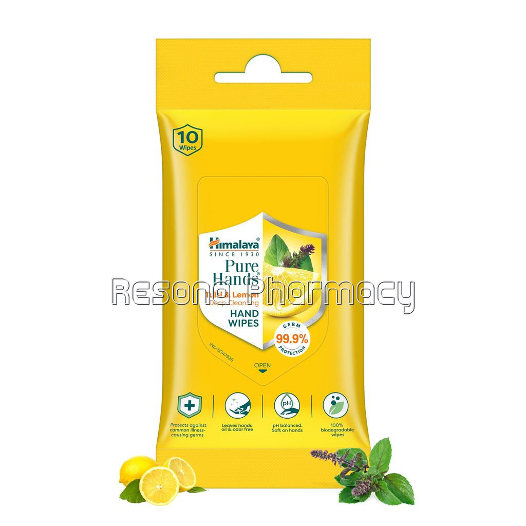 Himalaya Pure Hands Tulsi and Lemon Deep Cleansing Hand Wipes 10'S