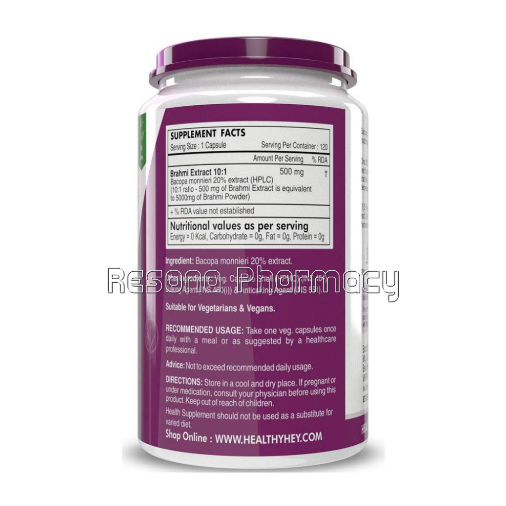 Brahmi   Bacopa Monnieri  500 Mg   Support Memory And Brain Health   120 Veg Capsules