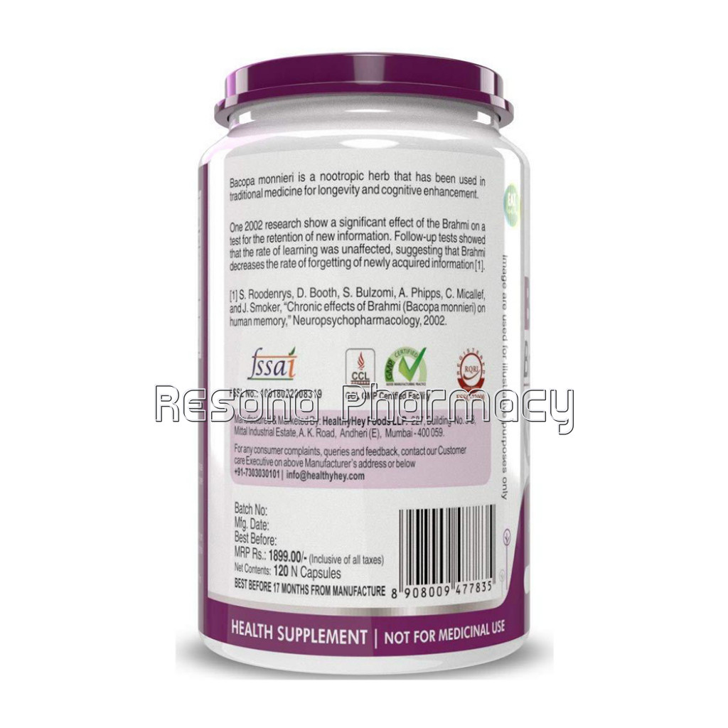 Brahmi   Bacopa Monnieri  500 Mg   Support Memory And Brain Health   120 Veg Capsules