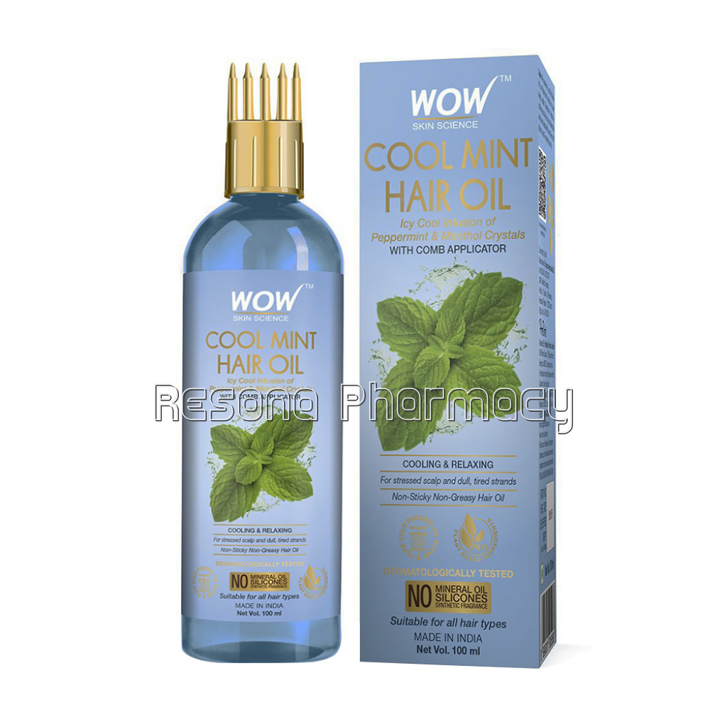 Cool Mint Hair Oil   With Comb Applicator   Non Sticky and Non Greasy   For All Hair Types   No Mineral Oil, Silicones, Synthetic Fragrance   100 Ml