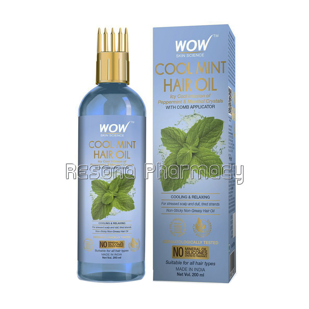 Cool Mint Hair Oil   With Comb Applicator   Non Sticky and Non Greasy   For All Hair Types   No Mineral Oil, Silicones, Synthetic Fragrance   200 Ml