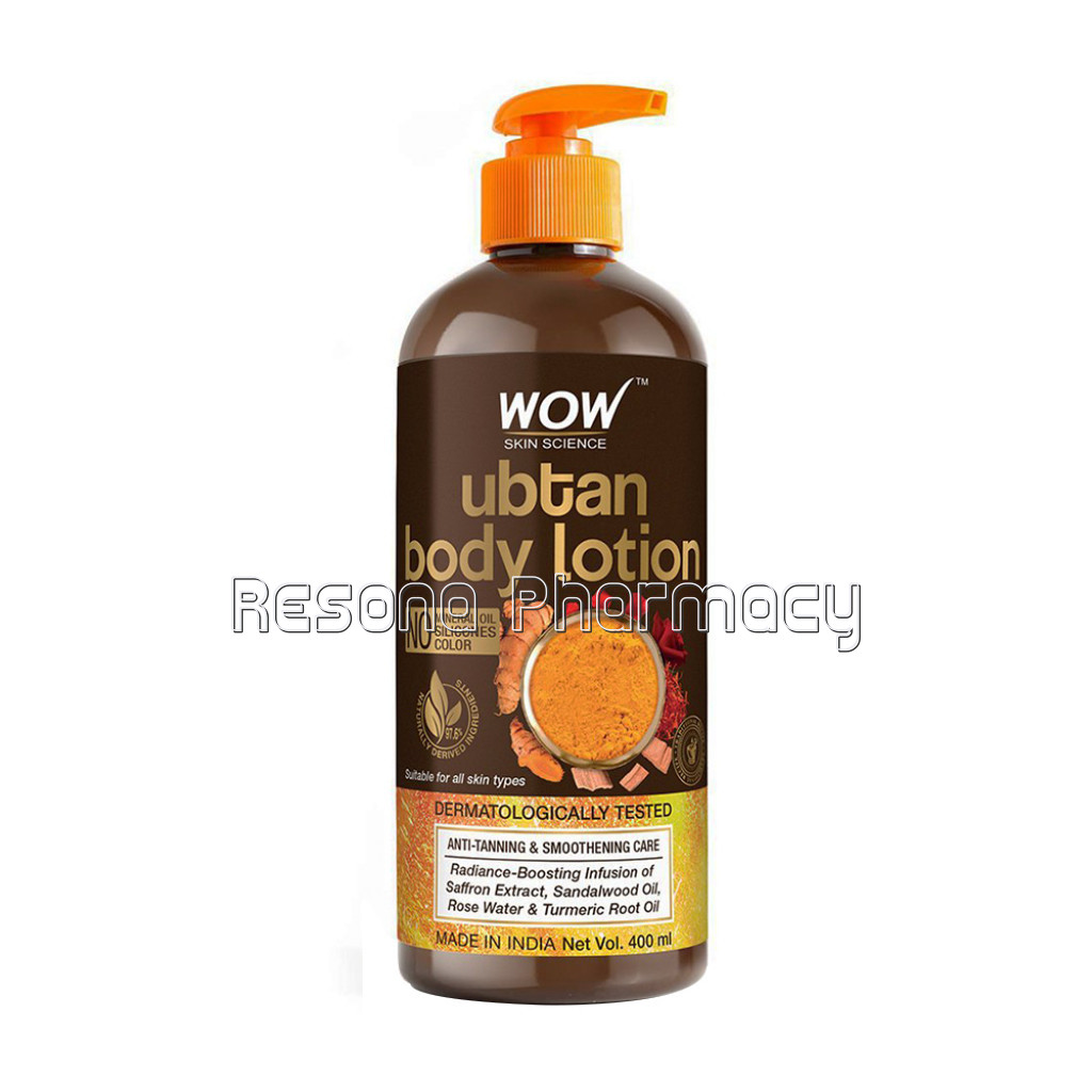 Ubtan Body Lotion   Non Sticky and Non Greasy   Anti Tanning and Smoothening Care   With Saffron Extract, Sandalwood Oil, Rose Water   No Mineral Oil, Silicones and Color   400Ml
