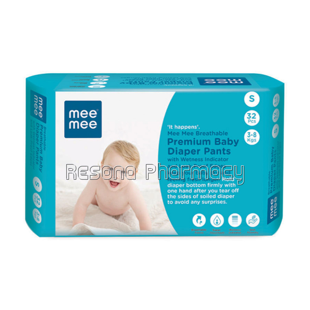 Mee Mee Breathable Premium Baby Diaper Pants With Wetness Indicator And Leak Proof Edges (Small, 32 Pcs)