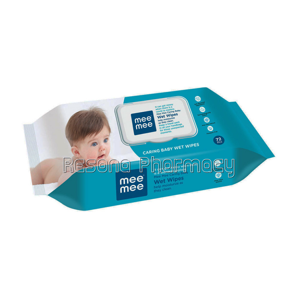 Mee Mee Caring Baby Wet Wipes With Lid (Aloe Vera, 72 Pcs)