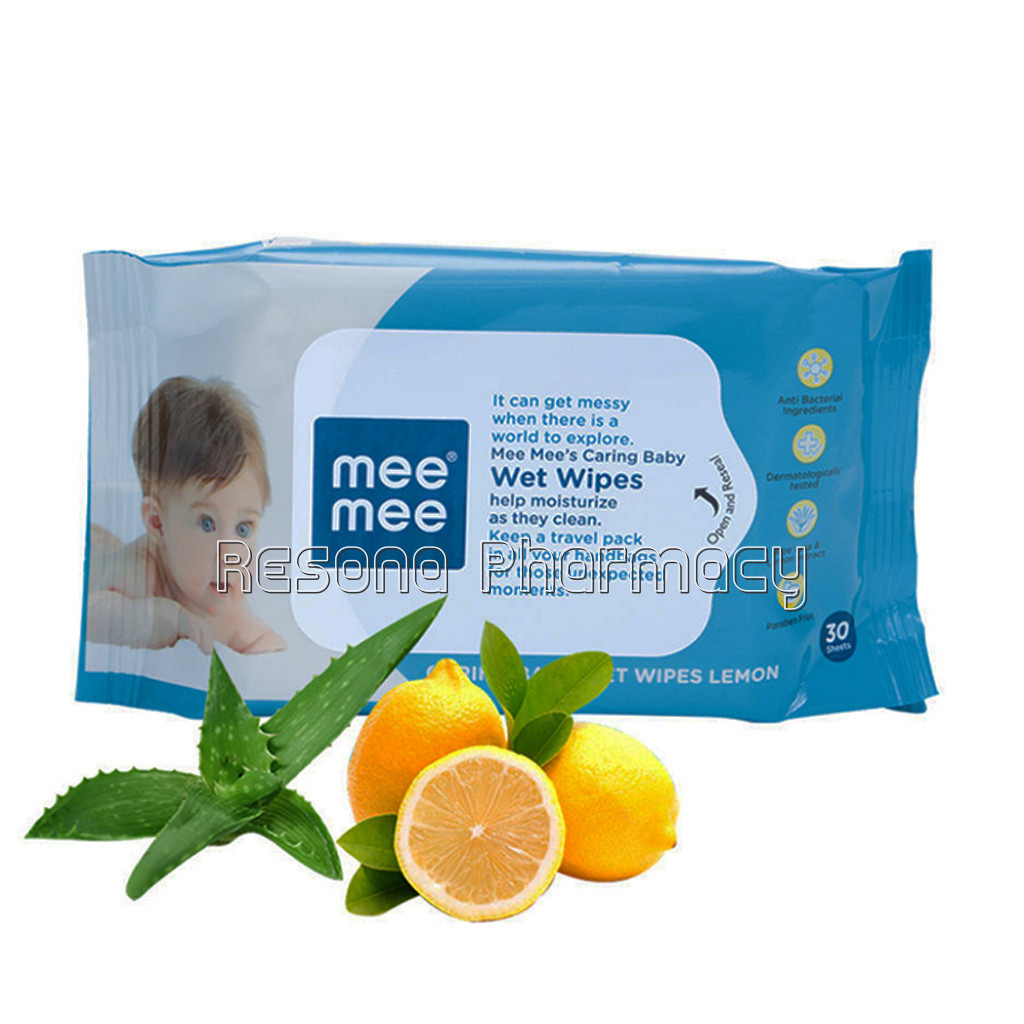 Mee Mee Caring Baby Wet Wipes With Lemon and Aloe Vera (30Pcs)