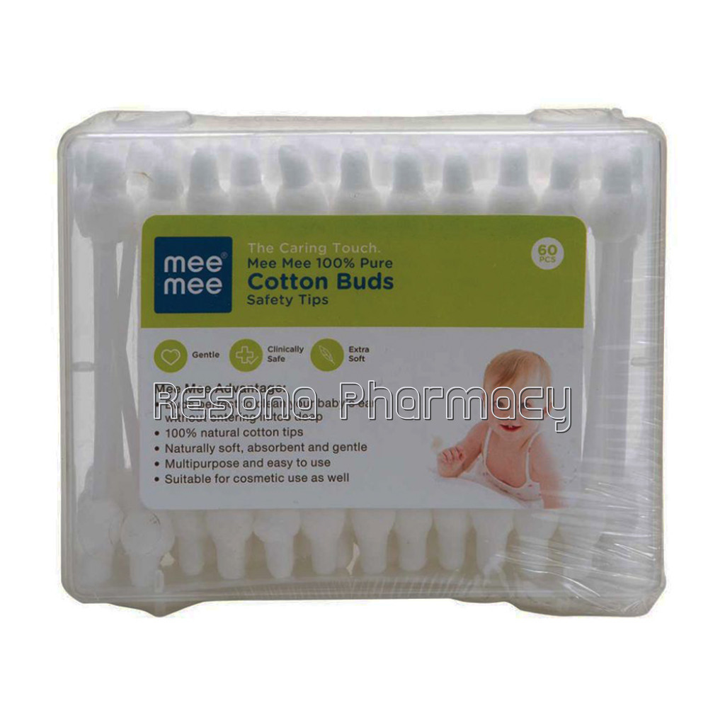 Mee Mee 100% Pure Cotton Buds (White, 60 Pieces Per Pack)