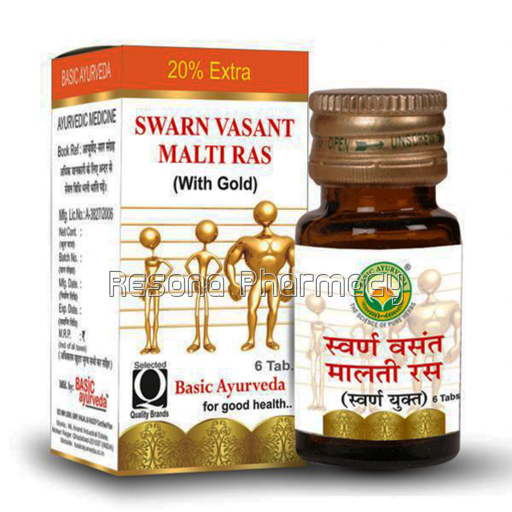 Basic Ayurveda Swarn Vasant Malti Ras (6 Tablets)