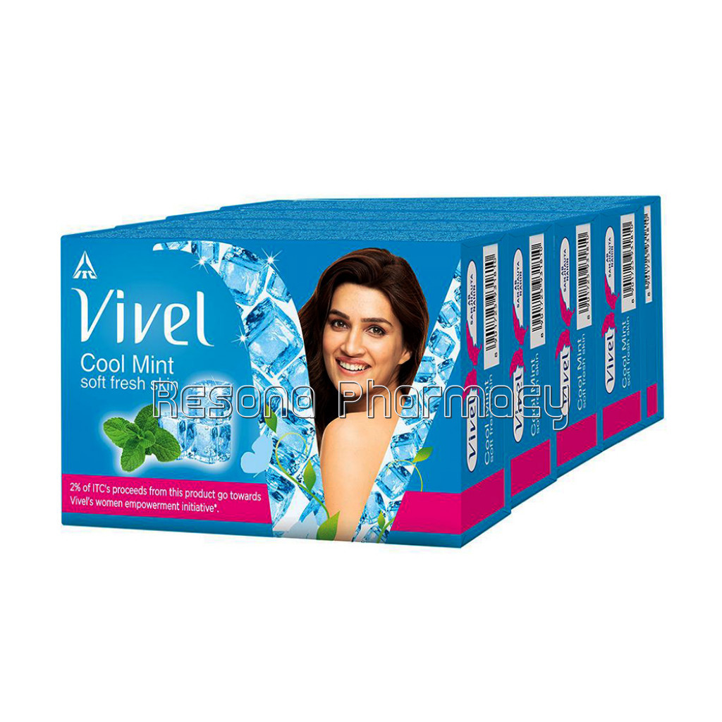 Vivel Cool Mint Bathing Bar, Soft Fresh Skin With Menthol, 100Gmx4Plus1