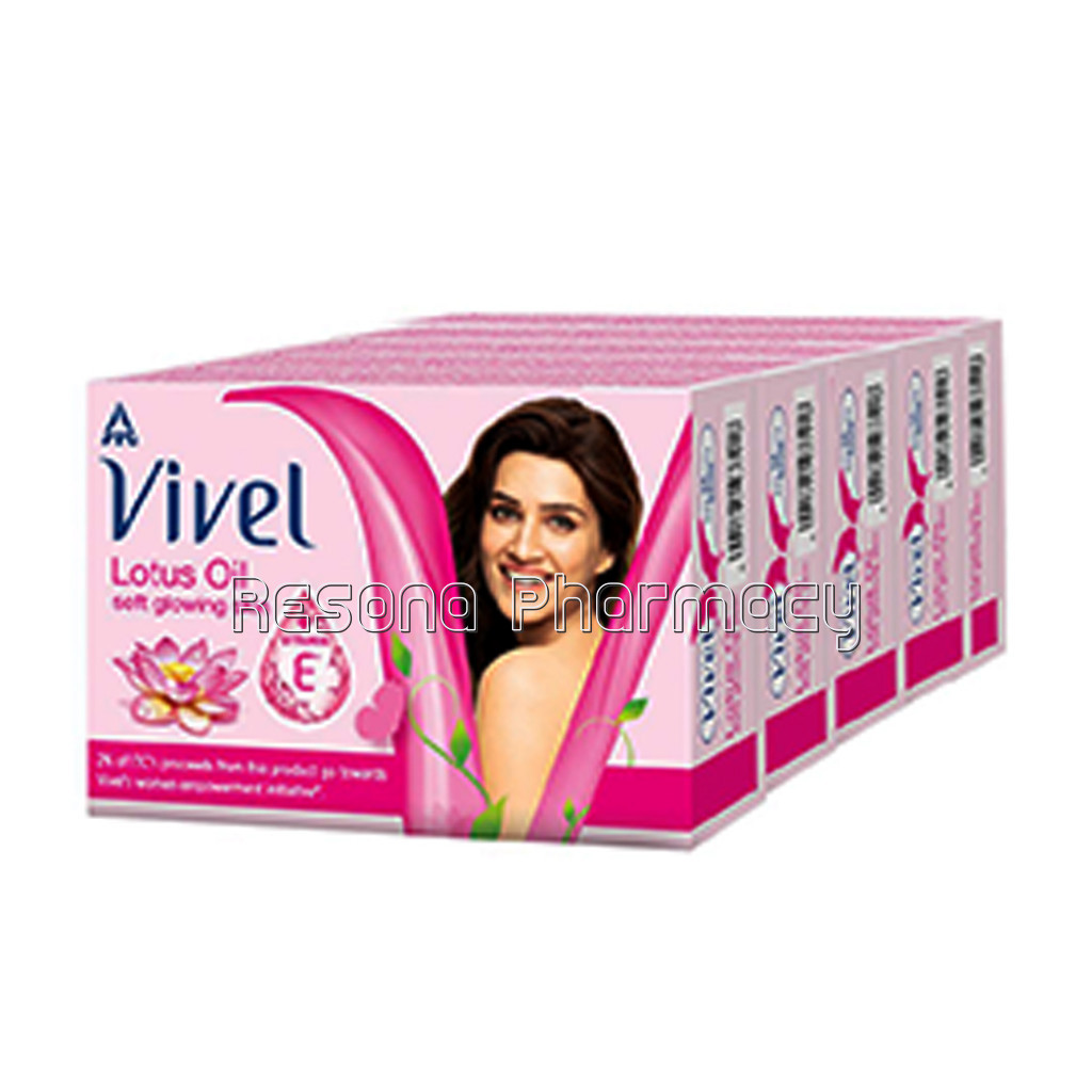 Vivel Lotus Oil Bathing Bar, Soft Glowing Skin With Vitamin E, 100Gmx4Plus1