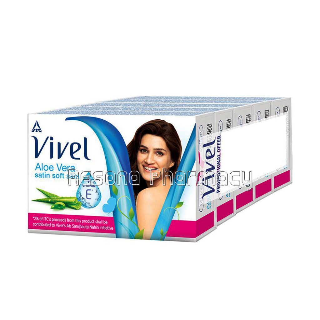 Vivel Aloe Vera Soap,Satin Soft Skin With Vitamin E, 100Gmx4Plus1