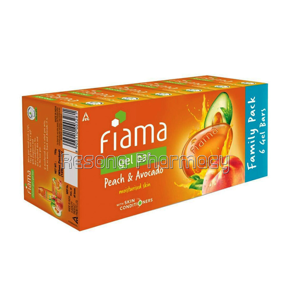 Fiama Gel Bar Peach And Avocado, 125Gm (Pack Of 6)